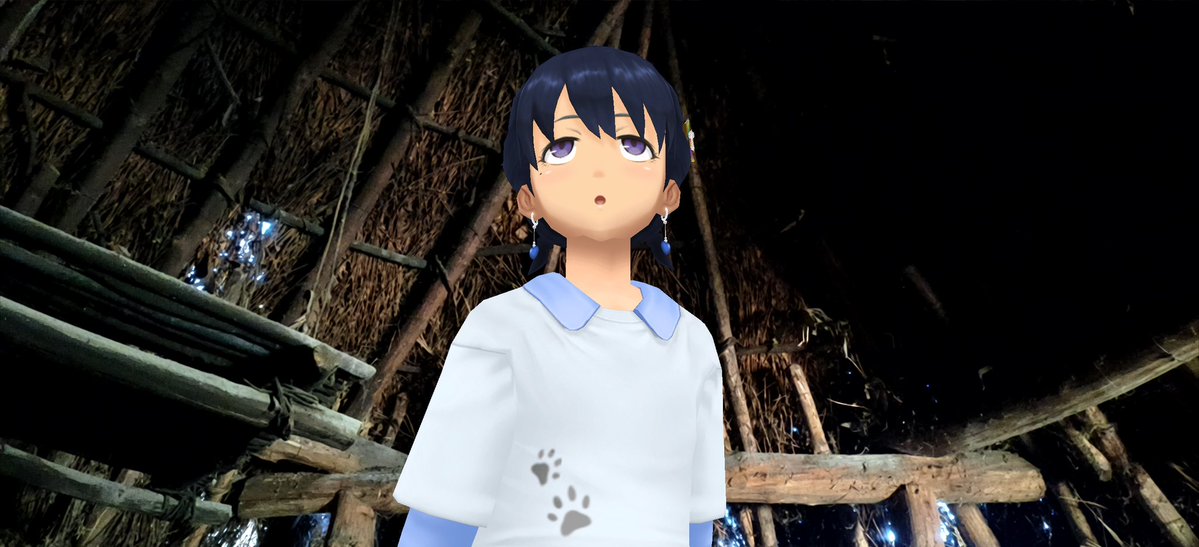 Aj785Aj's tweet image. 【サトカと1号住居】

　こっちは全国でも珍しい笹葺きの竪穴式住居だって。

｢中は結構広いですね。

　あっ！これは外に出ると縄文時代にタイムスリップしてるパターンじゃない？

｢異世界転移ならまだしも流石に縄文時代は遠慮したいですよ。

#スクスト2
#スクストカメラ
#勝坂遺跡公園