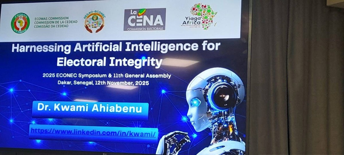 Key note : “Harnessing Artificial Intelligence for Electoral Integrity.”  <a href="/EU_Commission/">European Commission</a> <a href="/ecowas_cedeao/">Ecowas - Cedeao</a> <a href="/giz_gmbh/">GIZ</a> <a href="/econec_resao/">ECONEC RESAO</a> <a href="/YIAGA/">Yiaga Africa</a> #senegal #dakar #ai <a href="/Int_IDEA/">International IDEA</a> #elections #westafrica
#tech 

linkedin.com/posts/kwami_ha…