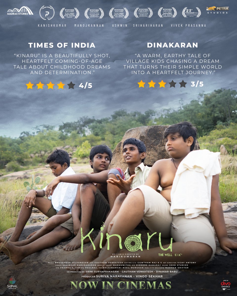 Kinaru is receiving an overwhelming positive response from audiences! ❤️

Kinaru — In Cinemas Now 🎬

#kinaru #thekidsofkinaru #childrensmovie #kinarupromo
#kinarutrailer #thewell #madrasstories #divo

<a href="/harikumarandir9/">Harikumaran A</a> <a href="/actorvivekpra/">Actor Vivek Prasanna</a> <a href="/madras_stories/">Madras Stories</a> <a href="/Bhuvanesh_1989/">Bhuvaneshvaran</a>
<a href="/HJayakish/">HRITHIK JAYAKISH</a>