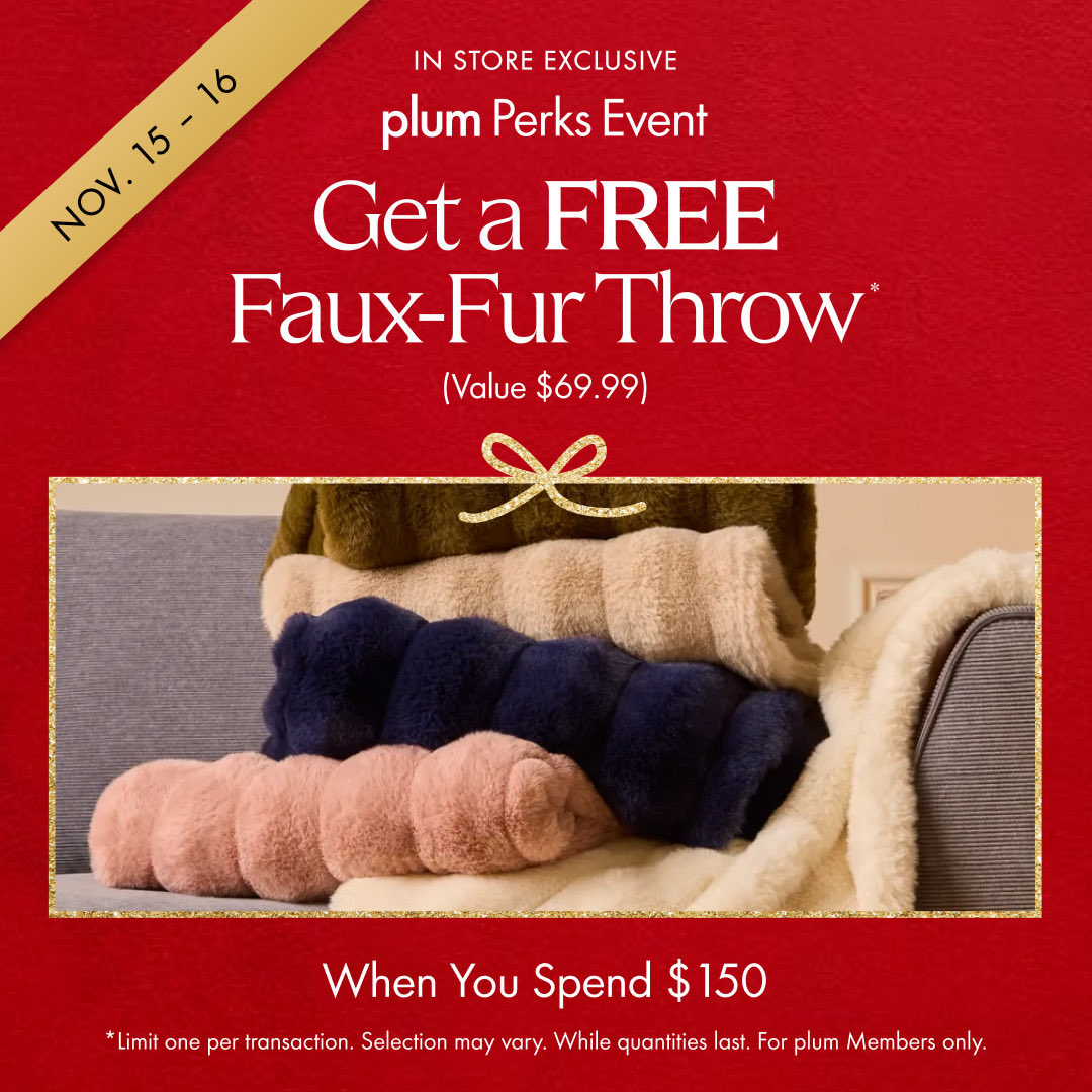 Last day today! 

Your next favourite #blanket awaits at Indigo... Sunday, Nov 16th, #plum members can get a Faux-Fur Throw Blanket for FREE with any $150+ in-store purchase.

Get your free Plum card today and wrap yourself in comfort this weekend! 

#warmandcozy #fauxfurthrow