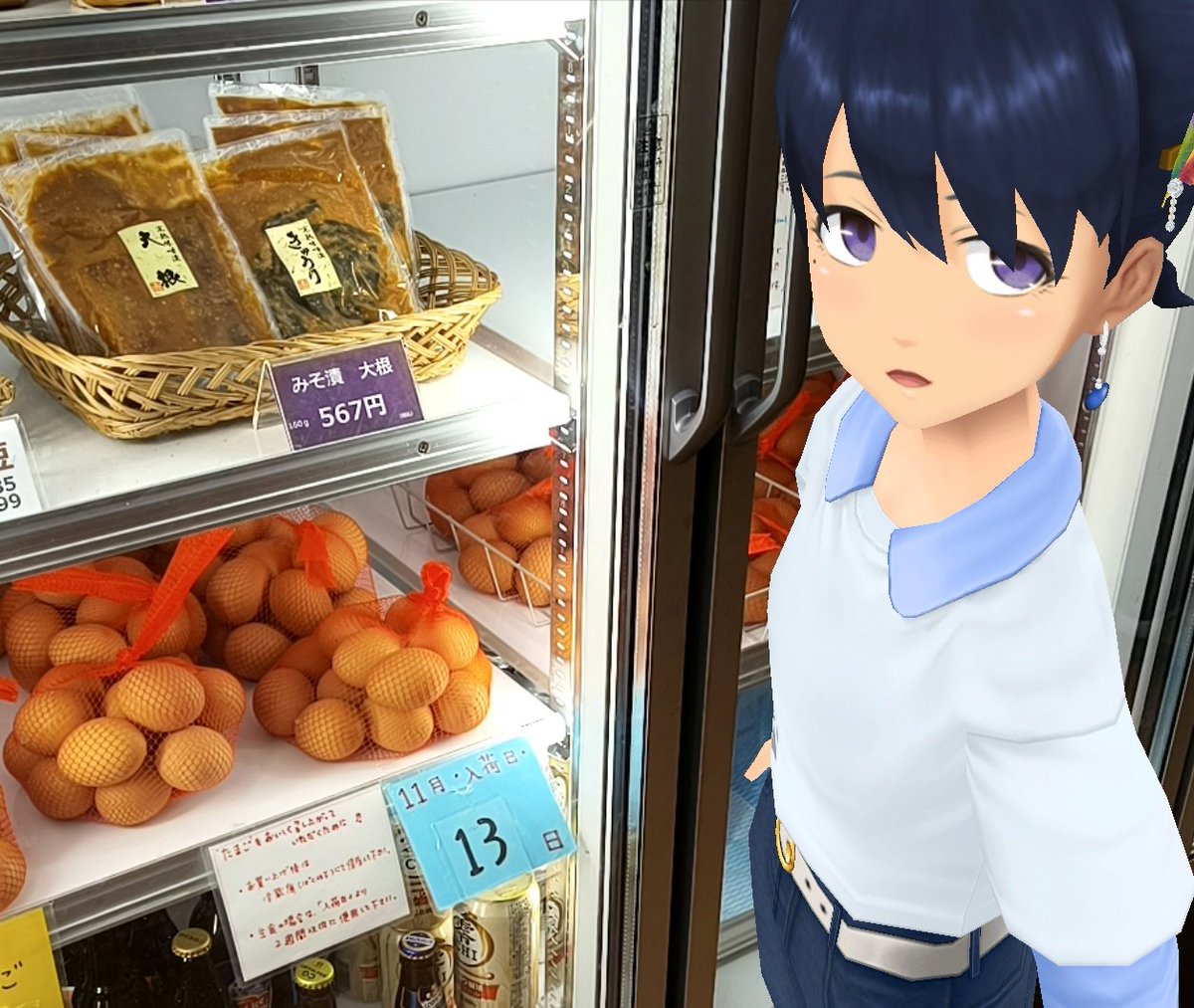 Aj785Aj's tweet image. 【サトカと道草】

｢隊長さん お昼はモナの丘の農家レストランに行ってみたいです。

　(&apos;-^*)ok！体験農場のショップ兼レストランか……野菜とか売ってる。

｢甘柿！おやつ用に買ってくですよ。

　いい卵！これも買ってって卵かけご飯にしよう！

#スクスト2
#スクストカメラ
#モナの丘