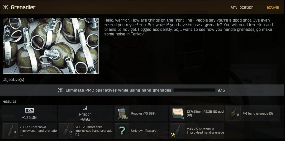 TorkieTweets's tweet image. GRENADIER IS NOW 5 DOWN FROM 8 #EscapefromTarkov