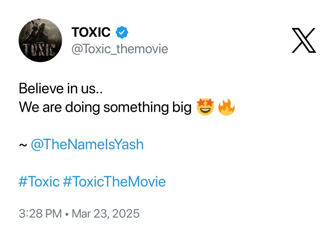 AdityaRsy25's tweet image. 🔥🔥 
Intoxicating on 19-03-2026
&quot; #ToxicOnMARCH19th &quot;
#YashBOSS #ToxicTheMovie