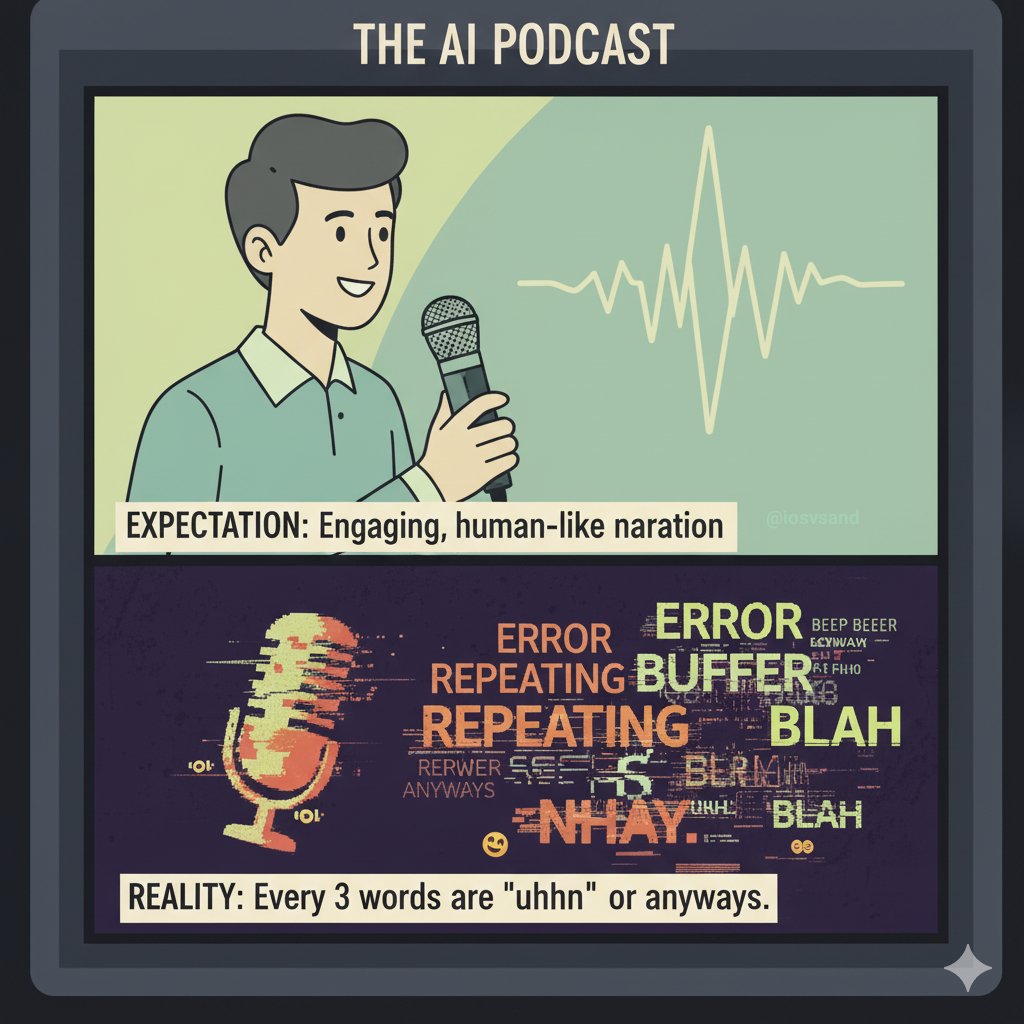 iosvsand's tweet image. My brain expecting a smooth podcast vs. what my AI voice assistant actually delivers. 🤖🎙️🤦‍♀️ #AIVoice #ExpectationVsReality #TechHumor #PodcastFails #AIProblems