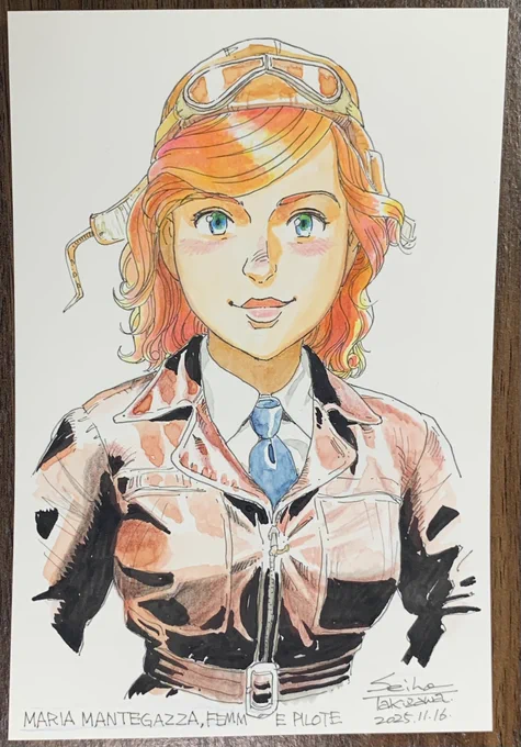 ハガキ大の直筆イラストカードが付属します