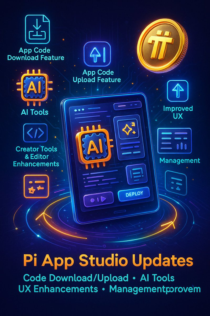 New features are released in Pi App Studio. Creators can now download and re-upload their app code for further customization and flexibility. This functionality also makes the App Studio a useful prototyping tool for developers that simplifies Pi integration and deployment. Other