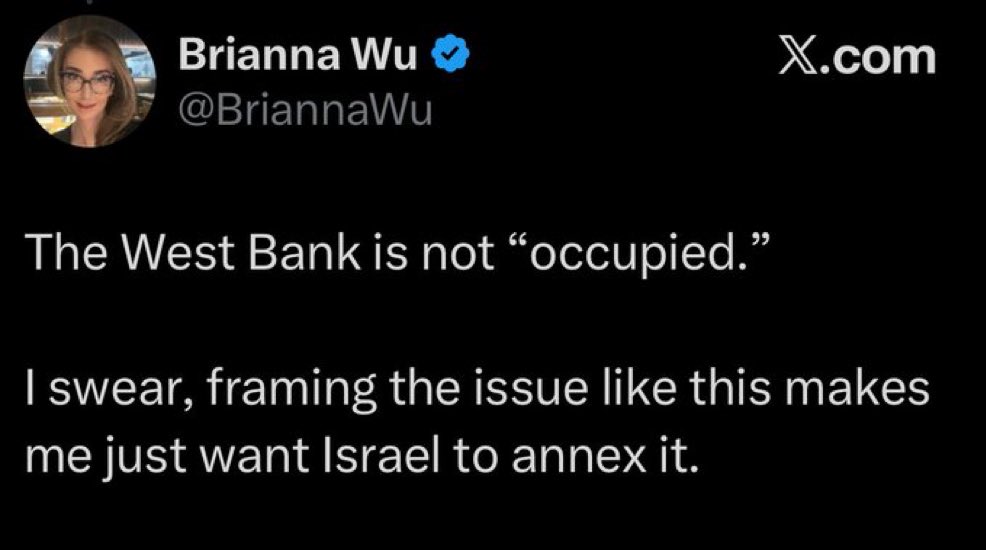 If the West Bank isn’t occupied, then how can Israel just annex it then?