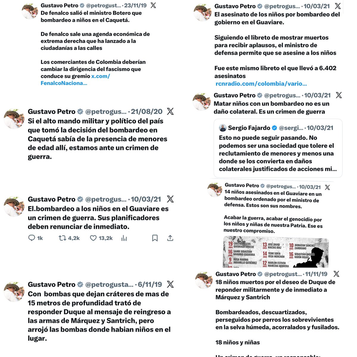 StephBatesPress's tweet image. #Incoherencia #Bombardeos EL PRESIDENTE PETRO SACABA PECHO POR “SALVAR” NIÑOS EN LA SELVA, Y AHORA SACA PECHO PARA JUSTIFICAR LA MUERTE DE MENORES EN LA SELVA. Antes si eran “niños”, hoy que el dio la orden de bombardear, ya no lo llama así. 

El presidente Petro decía que si la