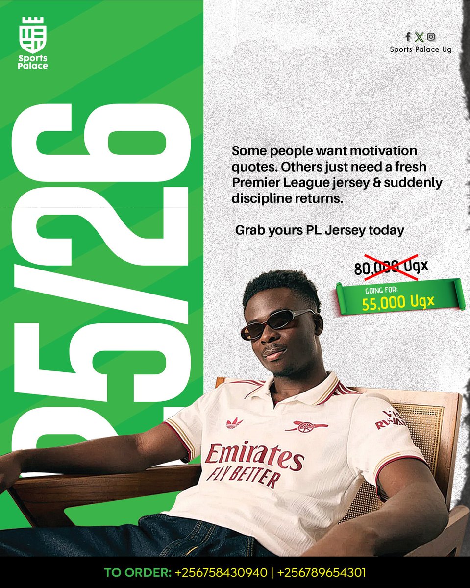 A discount tailored just for you, same way jerseys were🤩be the perfect fan and rep your team the right way❤️Hit us up to get yourself one ASAP‼️

#footballjerseys #discountalert #sportspalaceug