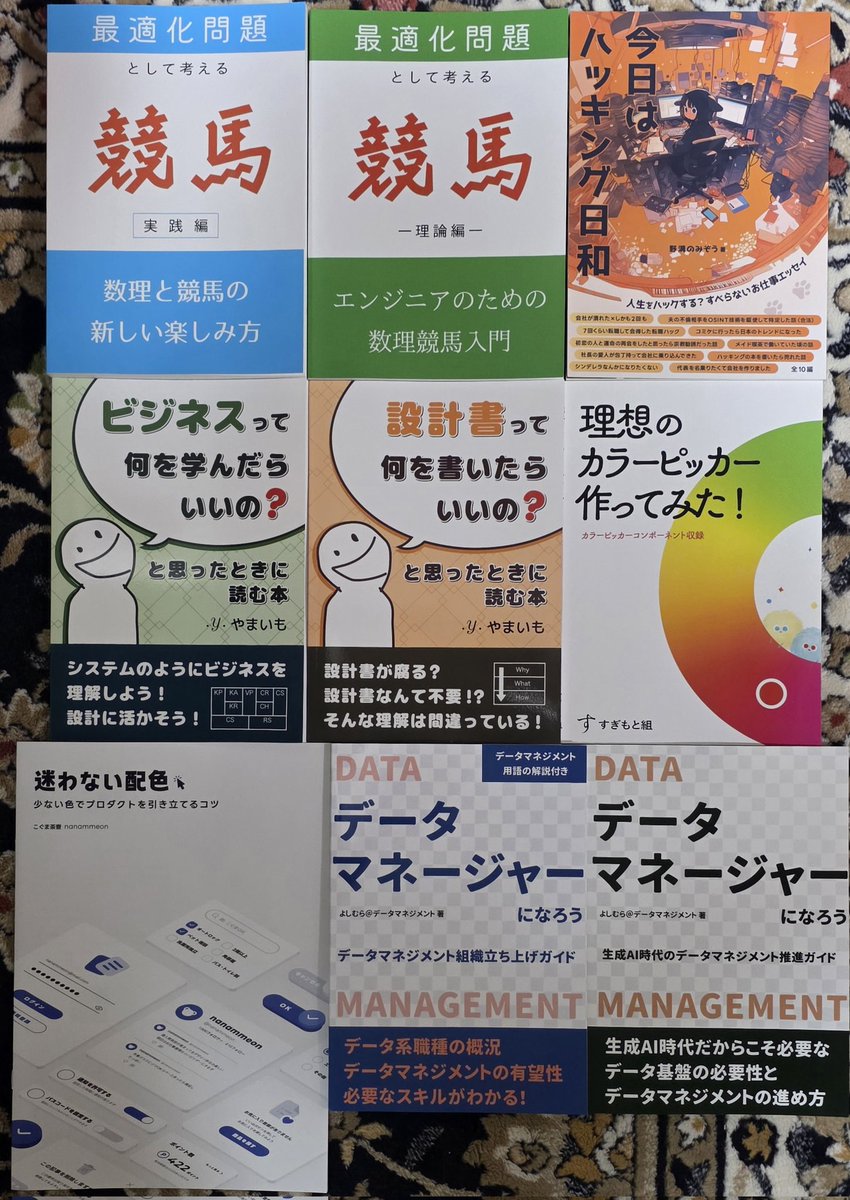 ZangiDog's tweet image. 興味のあるもの全てを購入できた気がするけどTL見てたら、あ、寄り忘れてた🥲みたいなところがいくつかあった..
MS関係→個人っぽいブース→企業系1→企業系2（書籍込み）
これで3万円行かないの安すぎませんか..
読むの楽しみだぁ
#技術書典