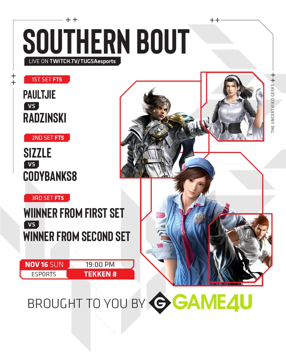 Joining TUG's Southern Bout tonight come through to support TUG and all the players!