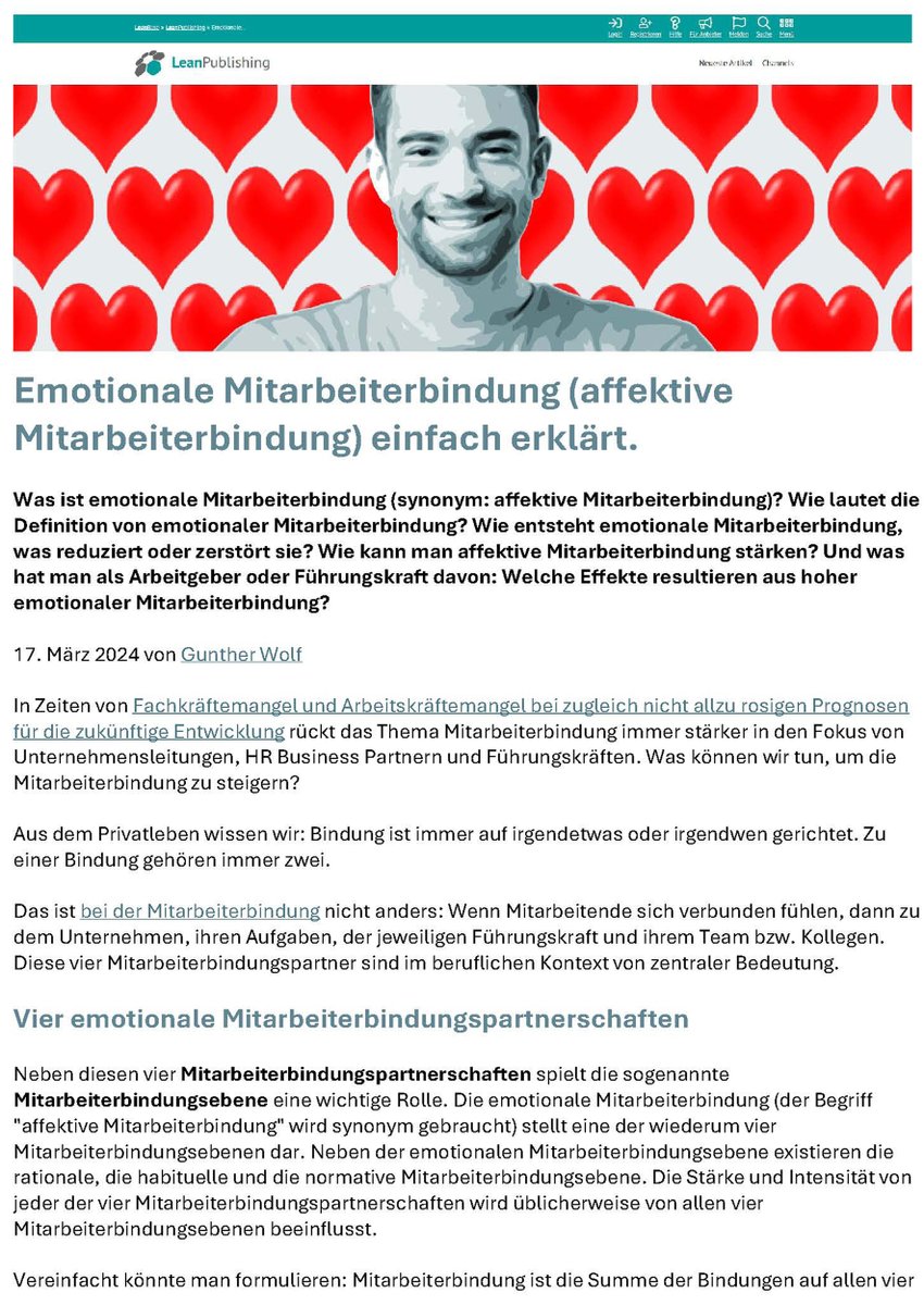 Noch eine Veröffentlichung über #Mitarbeiterbindung: Es geht um emotionale Mitarbeiterbindung bzw. affektive Mitarbeiterbindung. Welche Effekte resultieren aus hoher emotionaler Mitarbeiterbindung? Download wie immer kostenlos auf bindung-mitarbeiter . de bei den Fachartikeln.