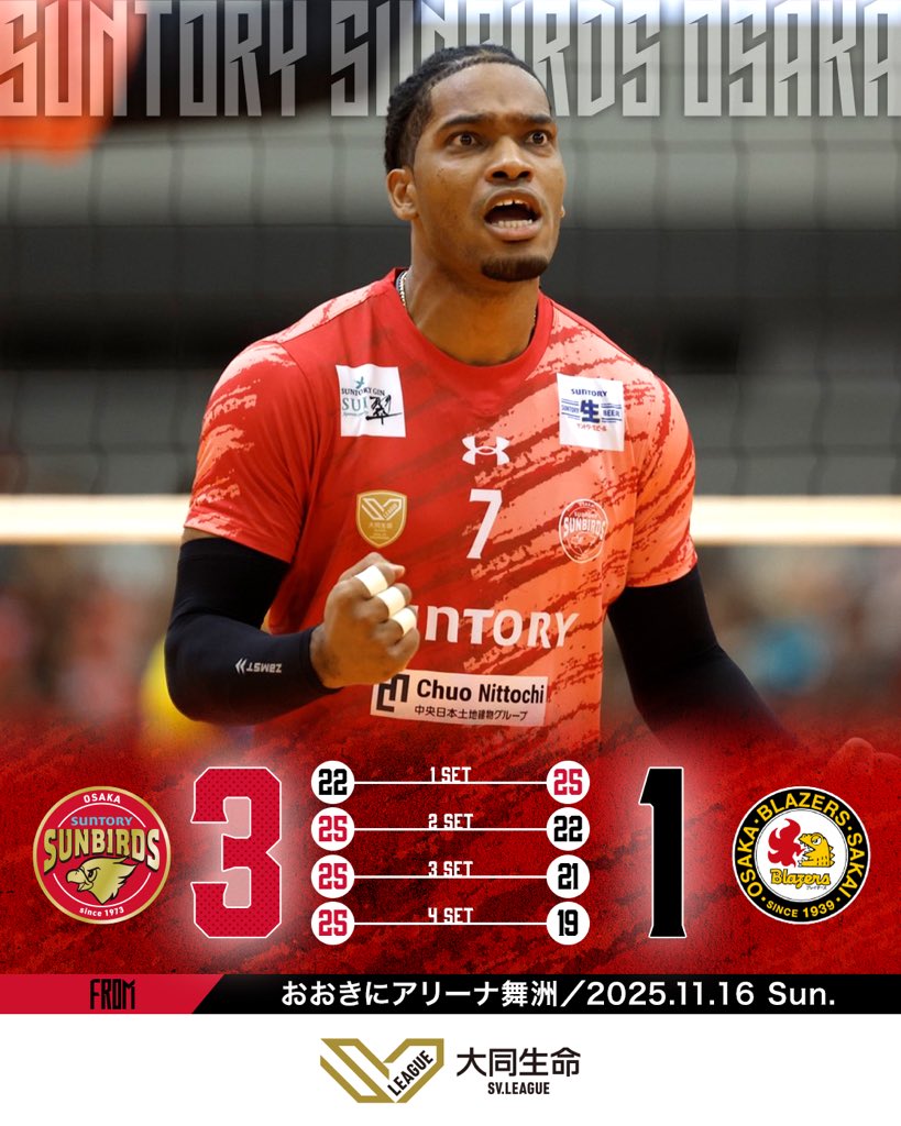 🔴本日の試合結果🔴 2025-26 大同生命SV.LEAGUE第4節/ GAME2