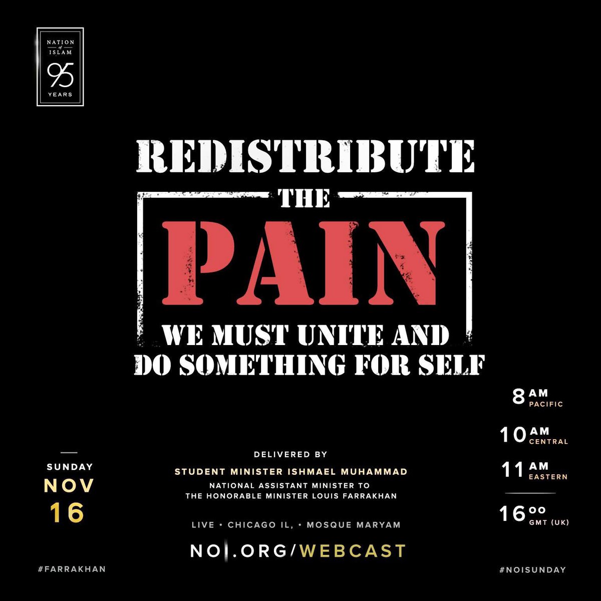 OfficialNOI's tweet image. As we enter the so-called Holiday season, have we thought about the economic power we have as a community?

Join us this morning at 10am CT for a call to action, powerful discussion as we “Redistribute The Pain”!

📍 @MosqueMaryam 7351 S. Stony Island, Chicago IL

📱 💻…