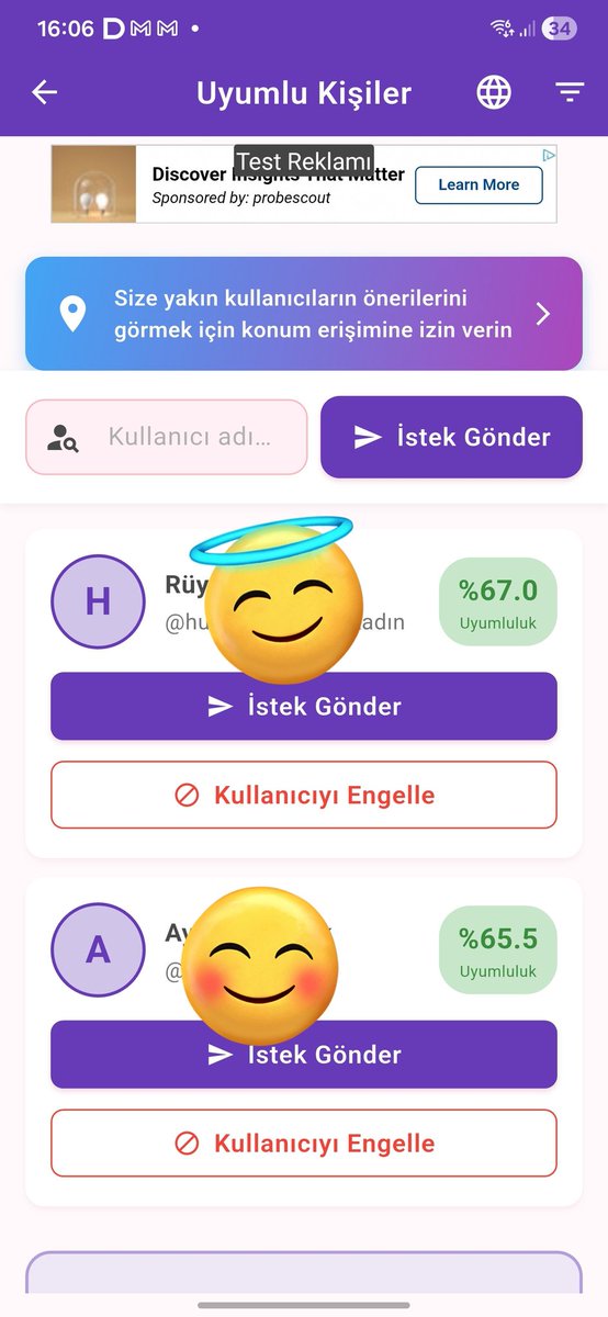 Psikolojik uyum iyidir, denemekten zarar gelmez;
Android;
play.google.com/store/apps/det…

İos; 
apps.apple.com/tr/app/psimatc…