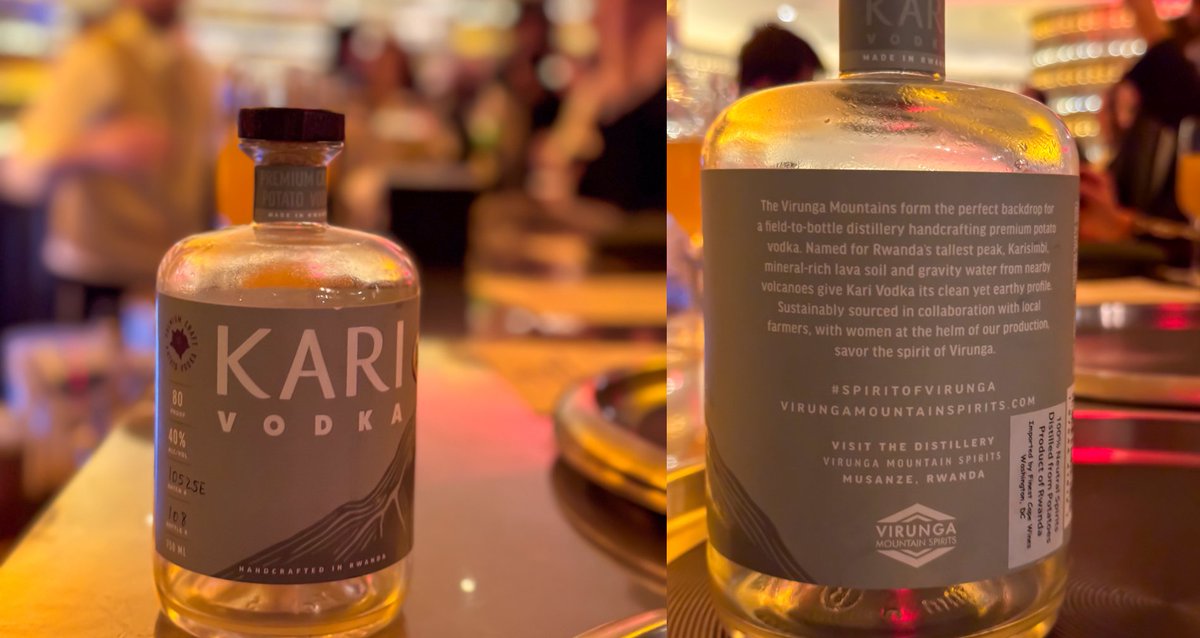 FactsOnRwanda's tweet image. RWANDA

Kari Vodka, a premium spirit from Rwanda’s volcanic highlands, made its U.S. debut tonight in Washington, DC, celebrating Rwandan craftsmanship, women-led innovation, and sustainable agriculture, marking a milestone for #MadeInRwanda products abroad. #FactsOnRwanda