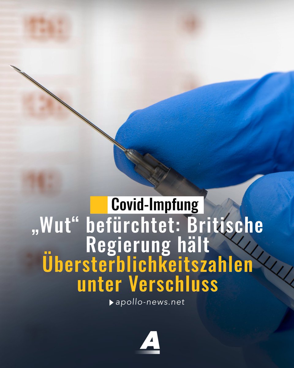 Die britische Regierung weigert sich, Zahlen zur Covid-Impfung und Übersterblichkeit der Bevölkerung zugänglich zu machen. Als Gründe werden befürchteter „Leid und Wut“ von Angehörigen und die Verbreitung von Falschinformationen angeführt.
apollo-news.net/wut-befrchtet-…