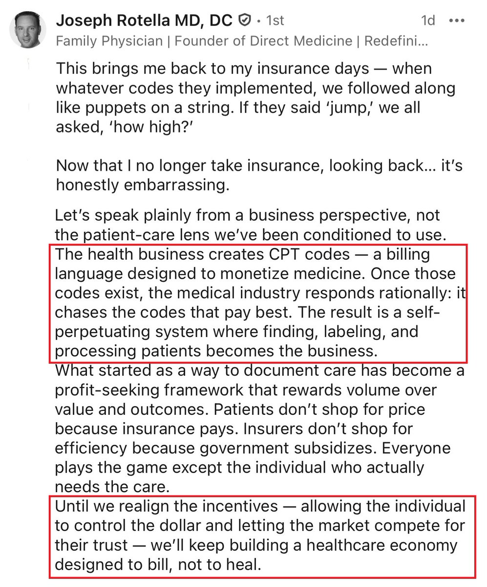 GeBaiDC's tweet image. Billing codes: part of &quot;a self-perpetuating system where finding, labeling, and processing patients becomes the business.&quot;

—Dr. Joseph Rotella.