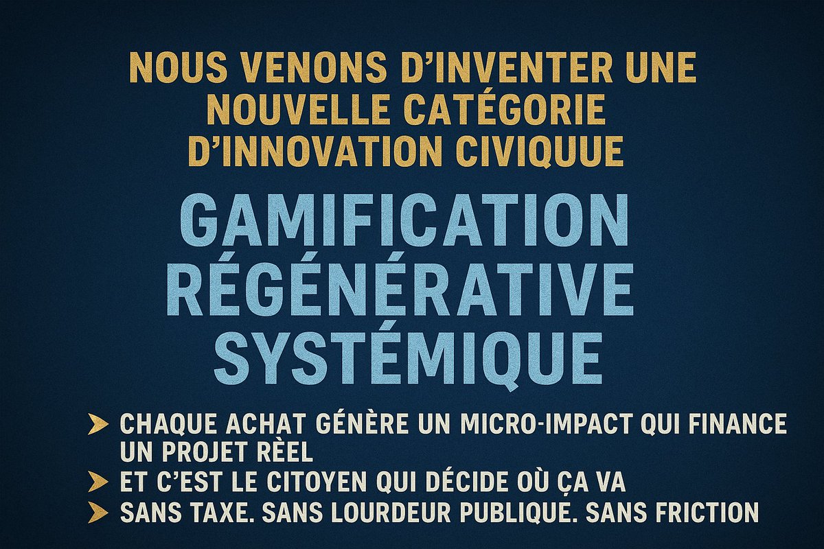 StephaneGdG's tweet photo. Et si chaque achat devenait un acte de régénération ?
La Gamification Régénérative Systémique transforme le quotidien en impact réel.
On ne joue plus pour gagner : on joue pour réparer le monde. https://t.co/3DLOB21QW3