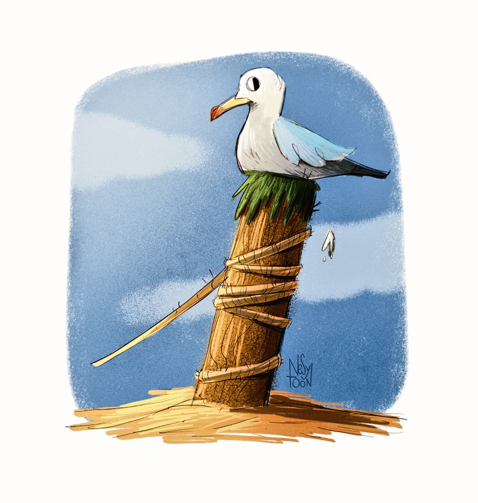 nesytoon's tweet photo. Seagull. https://t.co/pQSFLe2EDb