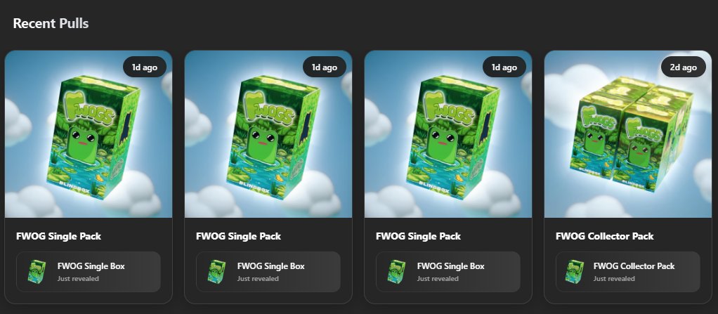 Pour l'élite qui "farm" toujours Phygitals, il y'a moyen de faire d'un pierre 2 couilles en mintant les packs FWOG dont on a parlé en <a href="/smoltalk/"></a> jeudi et qui sont toujours dispo ici: phygitals.com/fwog-mint

Il ne reste plus que 5h, ça FOMO pas mal, et perso j'en ai pris une