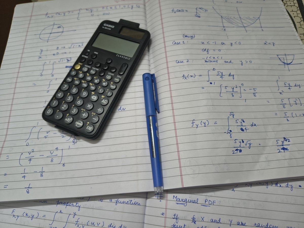 autom8nerd's tweet image. Been studying this since 3:30PM. I am happy that I&apos;m able to hyperfixate this much now...finally some improvement in my focus.

Anyways, I completed today&apos;s goal for Probability and Statistics by studying:
&amp;gt;Marginal Probability Distribution Function 
&amp;gt;Functions of Two Random…