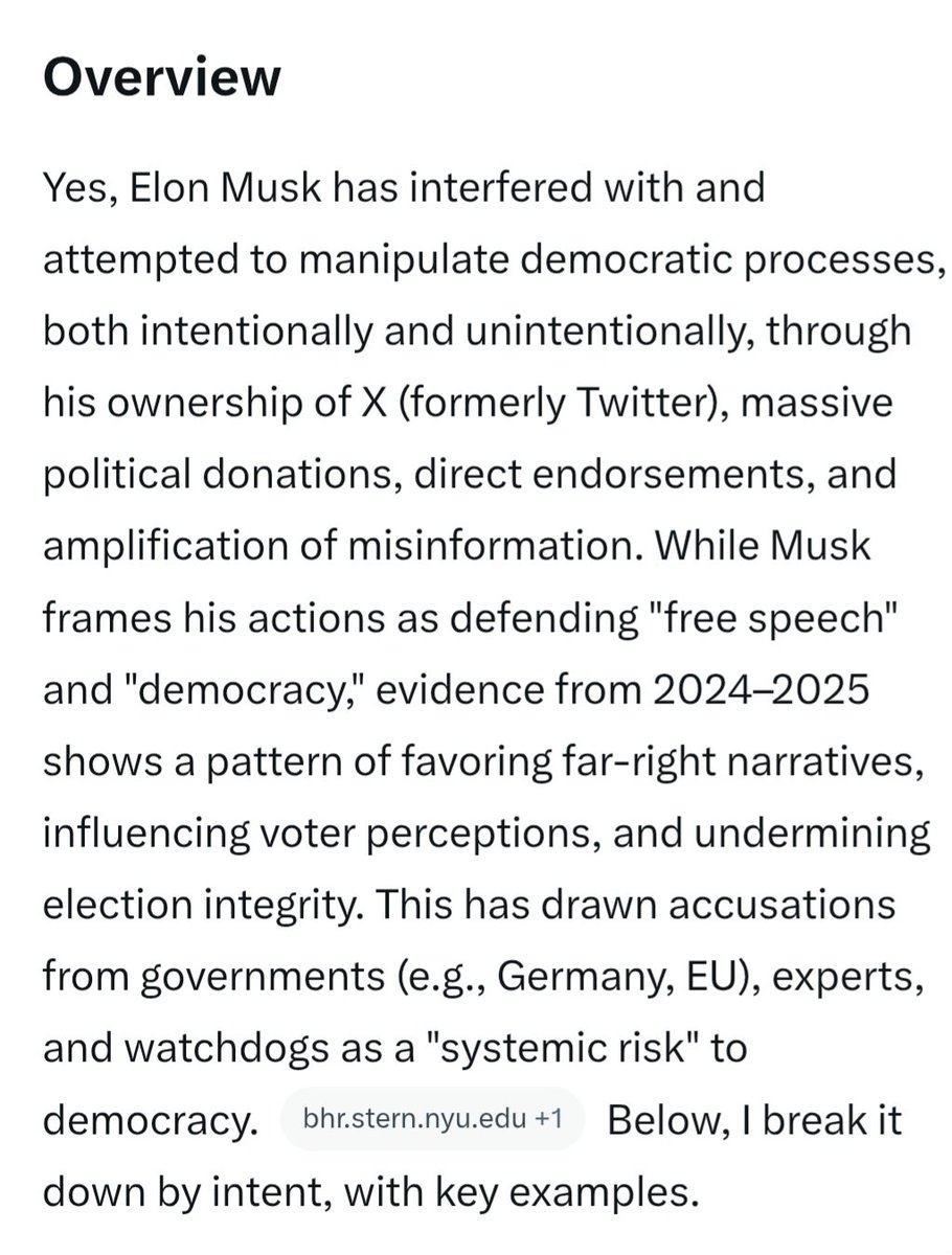 Grok agrees that Elon Musk definitely tries to manipulate Democracy.

This man and his ilk are real life Bond villans.