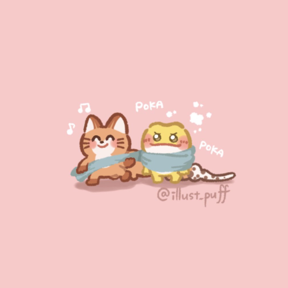 illust_puff's tweet photo. あたたかくしようね🧣
 #おっとりキツネとてれてれレオパ
 #illustration  #ゆるいイラスト https://t.co/th7r9qxT4e