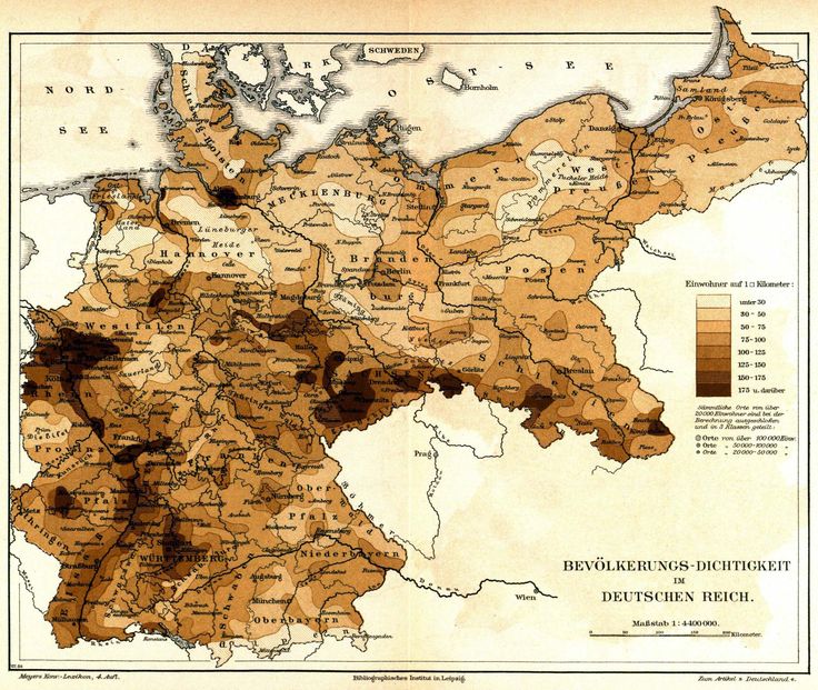 Eine Karte der Bevölkerungsdichte Deutschlands um 1900 herum