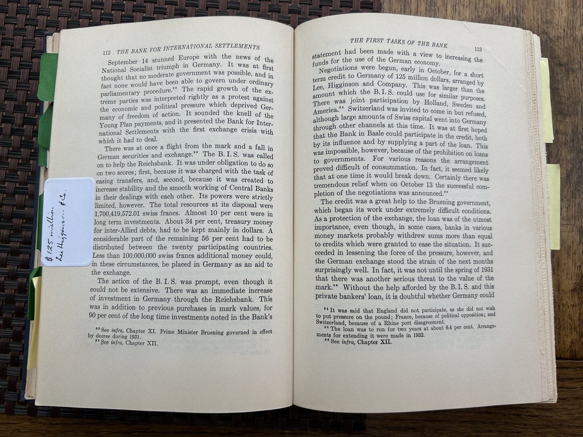 <a href="/rinalu_/">Rina Lu🇷🇺</a> The first loan facilitated by the BIS in 1931 was weeks after Hitler’s election: $125 million for Germany from Lee, Higginson &amp; Co. (Subscribed by lots of Wall Street banks).
Bush and Dulles families were both invested in Nazi Germany financing and rearmament. 

Thomas McKittrick