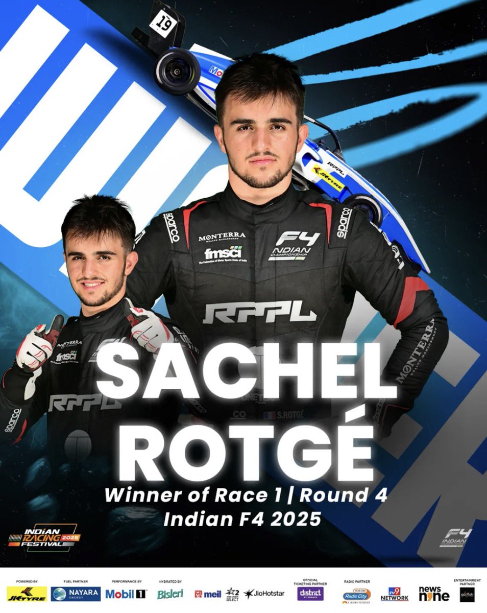 What a drive from the Frenchman. 

An insane race start from Sachel and from that moment on he was absolutely untouchable.

Lights out to the chequered flag, pure control. 🏁

#PoweredbyJKtyres #FuelledByNayara #PerformanceByMobil1 #IndianF4 #Season4 #IRF2025
