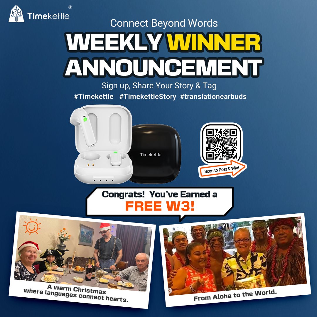 TimekettleTech's tweet image. This week’s winners of the Timekettle Tell Your Story campaign are here!
Congratulations to our selected creators from Facebook and Instagram — each will receive a free W3. 🎉
Want to join the campaign too?
Scan the QR code on the poster and submit your story.
The $10,000 prize…