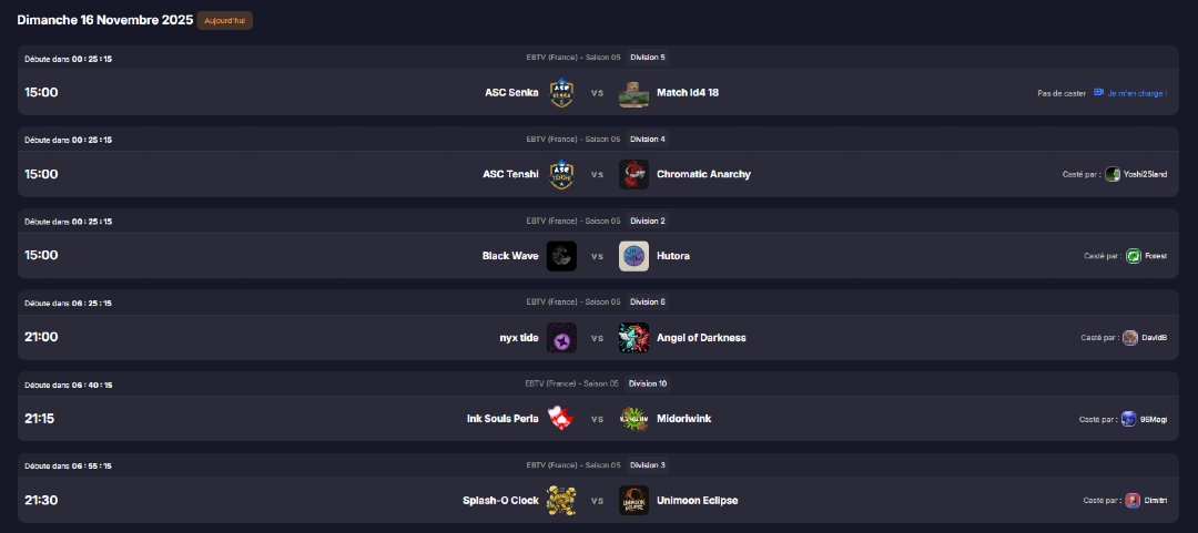 eSportBrosTV's tweet image. 📣 Deux matchs de #LigueEBTV en direct aujourd'hui !

🕒 15h ⬇️
- Black Wave vs Hutora (D2)

🕤 21h30 ⬇️
- Splash-O'Clock vs Unimoon Eclipse (D3)

📺 Par ici⬇️
f.mtr.cool/nlfnifyjjp

📅Tous les matchs du jour ⬇️
