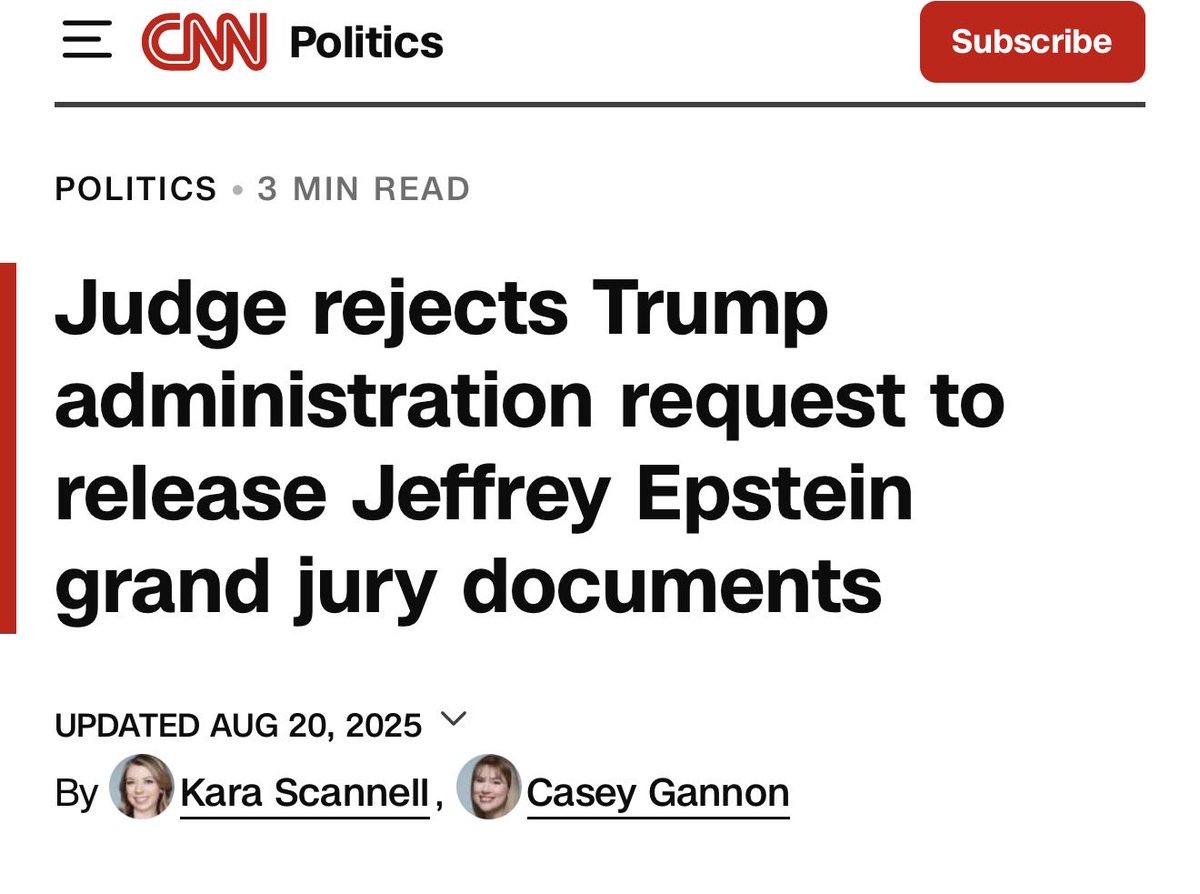 Why did an activist judge block President Trump’s request to release the Jeffrey Epstein grand jury documents?

How come <a href="/mtgreenee/">Marjorie Taylor Greene 🇺🇸</a> won’t talk about this? 

Let me guess. It doesn’t fit the “get Trump, he’s a pedophile” narrative pushed by the Woke Reich and Democrat Party. 🤡