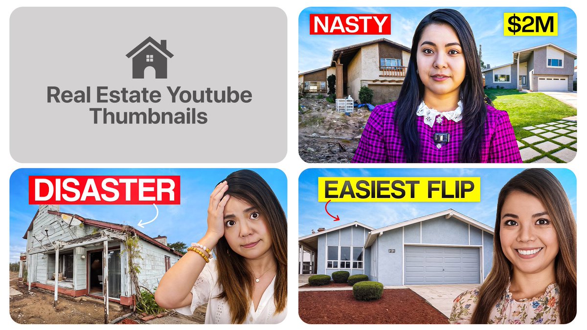 YashSolase's tweet image. Recently Created this Real Estate Thumbnails 🎨🏠

Made in @Photoshop 

Drop your views on this thumbnails below!🌟

#youtubethumbnail 
#youtubethumbnaildesign 
#youtubethumbnaildesigner