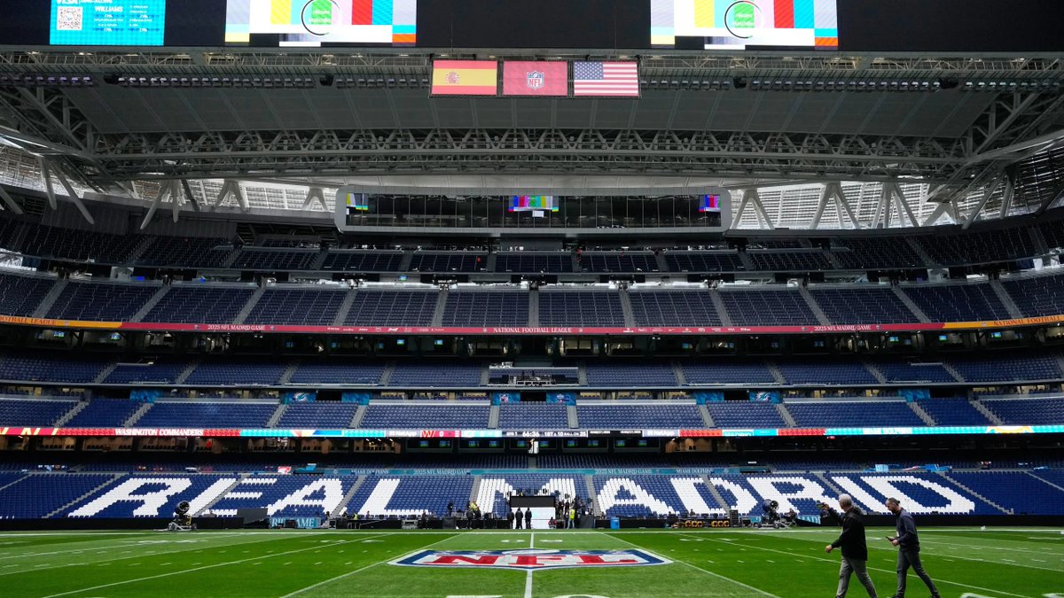 AggregateSports's tweet photo. 🚨 The moment is here, Miami Dolphins vs Washington Commanders is about to kick off in Madrid! The first-ever regular season NFL game on Spanish soil is LIVE from the Santiago Bernabéu Stadium.
It’s more than a game, it’s HISTORY. 🏈
#NFL #MadridGame #GlobalNFL https://t.co/f2yV0HzrwO