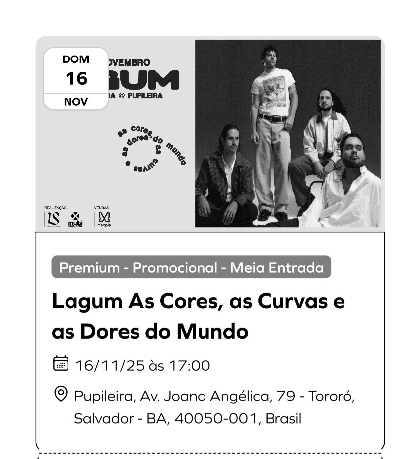 arthurszerba's tweet photo. Vendo Ingresso Show Lagum Premium R$80 Salvador Domingo Dia 16 https://t.co/xpNkkqcJti