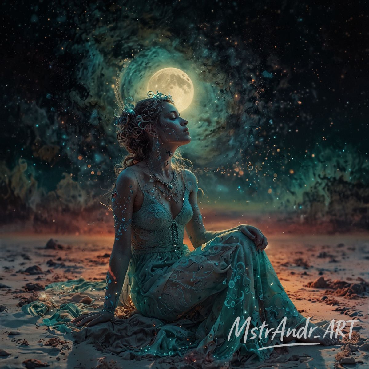 ArtGeneratAI's tweet image. The Lunar Muse of the Cosmic Tide.
#MoonGoddess #CelestialDream #MstrAndr_ART