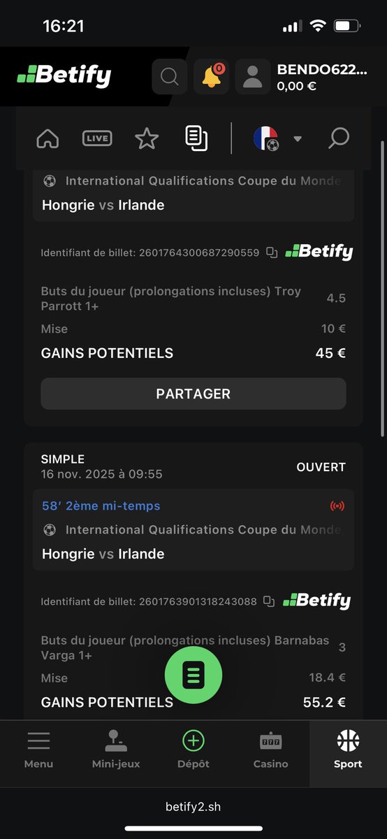 Maflay62's tweet photo. @LeBarjotProno 20 freespin, 28 balle de gain , transformer en 100 euros sur le match de la Hongrie et merce betify https://t.co/OISL0Tp8ZQ