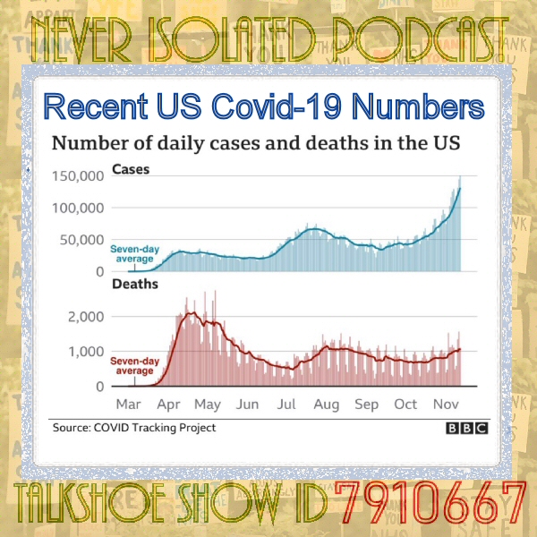 NeverIsolated's tweet image. 5 Year Repost: Episode 140 &apos;Numbers Rising Prior to Vaccine Roll-out&apos; For Nov. 16th 2020 via @TalkShoe (Show ID 7910667) Here: app.talkshoe.com/episode/138456… Also on @iTunes, Apple Podcast App or other Directory @daveactv @daveac @TalkShoe #podcast