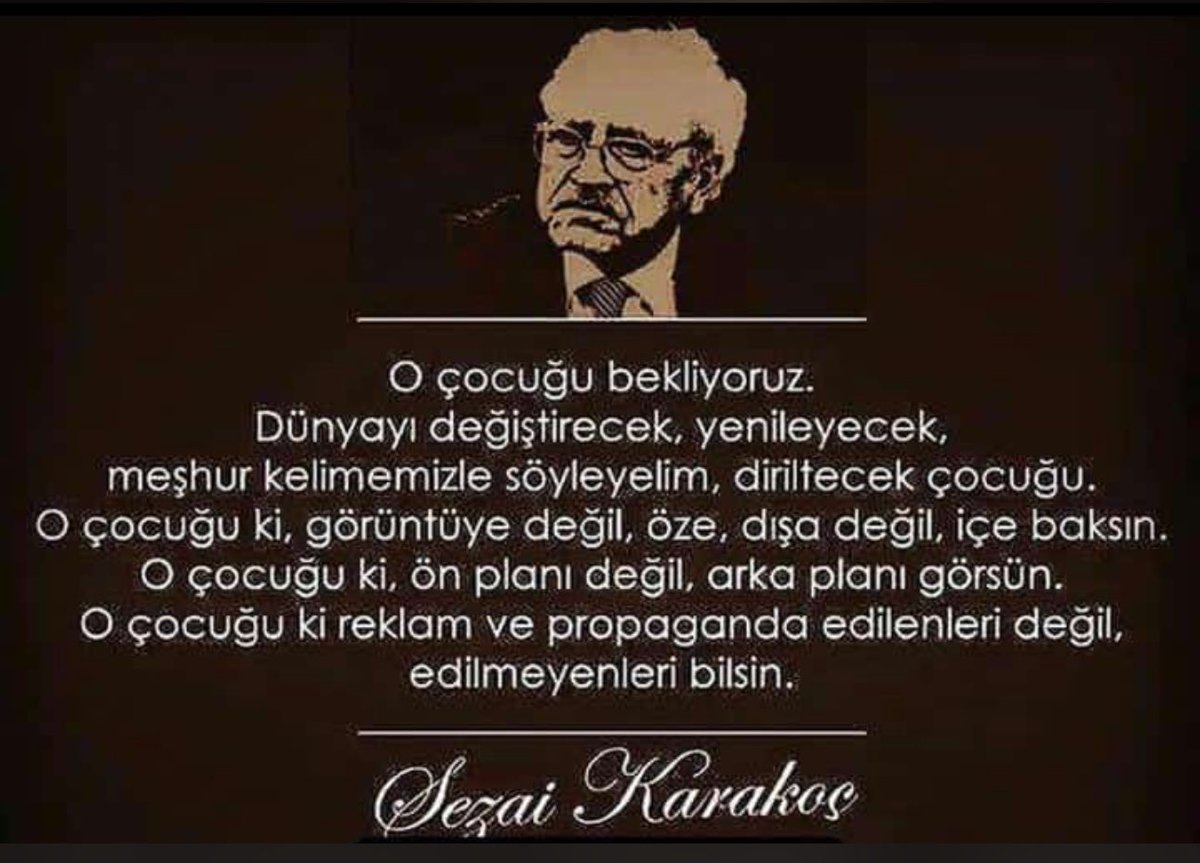 Değeri yeterince anlaşılamamış Türk siyaset ve fikir adamı Sezai karakoç beyi ebediyete göçünün 4. yılında rahmetle anıyorum, mekanı cennet olsun. Şiirlerini okuduğumuz kadar fikirlerinide anlayabilseydik başka bir ülke olabilirdik.