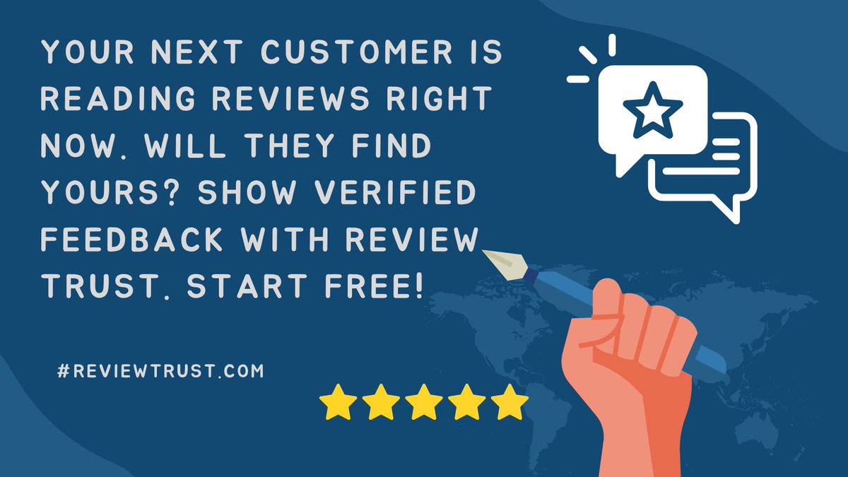 GetReviewTrust's tweet image. They’re reading reviews.
Make sure yours shine. 

Start FREE with Review Trust. Give and get verified feedback that builds trust!

Register here: go.reviewtrust.com/a27de4 

#ReviewTrust #TrustMatters #ReputationBoost #SmallBizGrowth