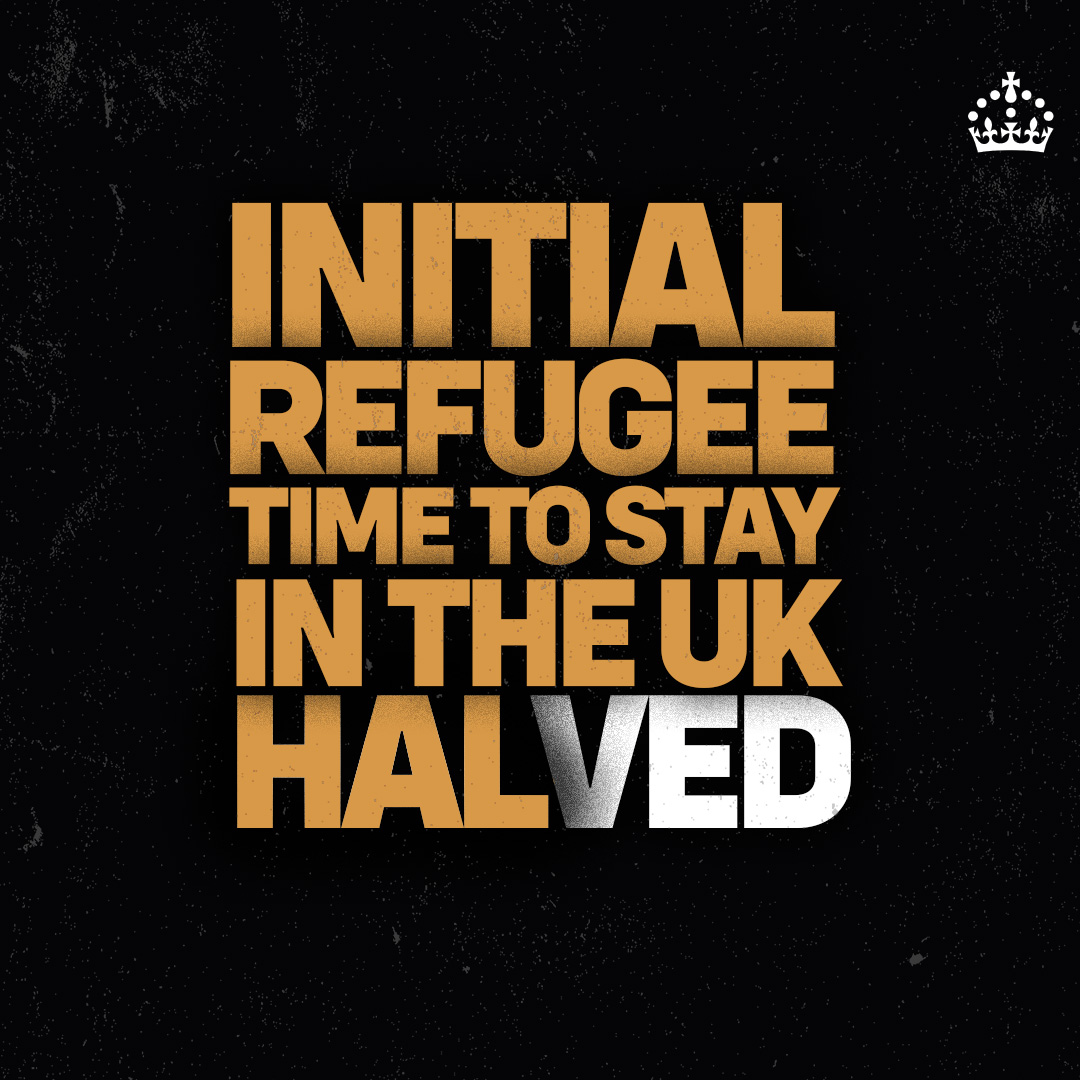 ukhomeoffice's tweet image. We are slashing the permission for refugees to stay in the UK from five years to 30 months.

If protection is no longer needed, they should leave the UK.