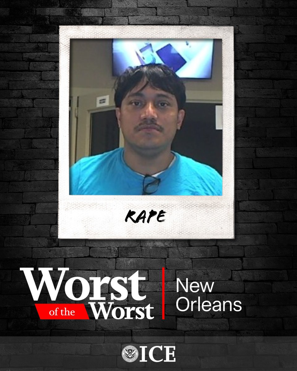 ICE <a href="/ERONewOrleans/">ICE New Orleans</a> arrested Mario Francisco Romero-Beltran, a criminal illegal alien and violent sexual predator from El Salvador, on Nov. 6. 

He's been convicted of RAPE, for which he was sentenced to 4 years in prison; AGGRAVATED ASSAULT, for which he was sentenced to 4 years