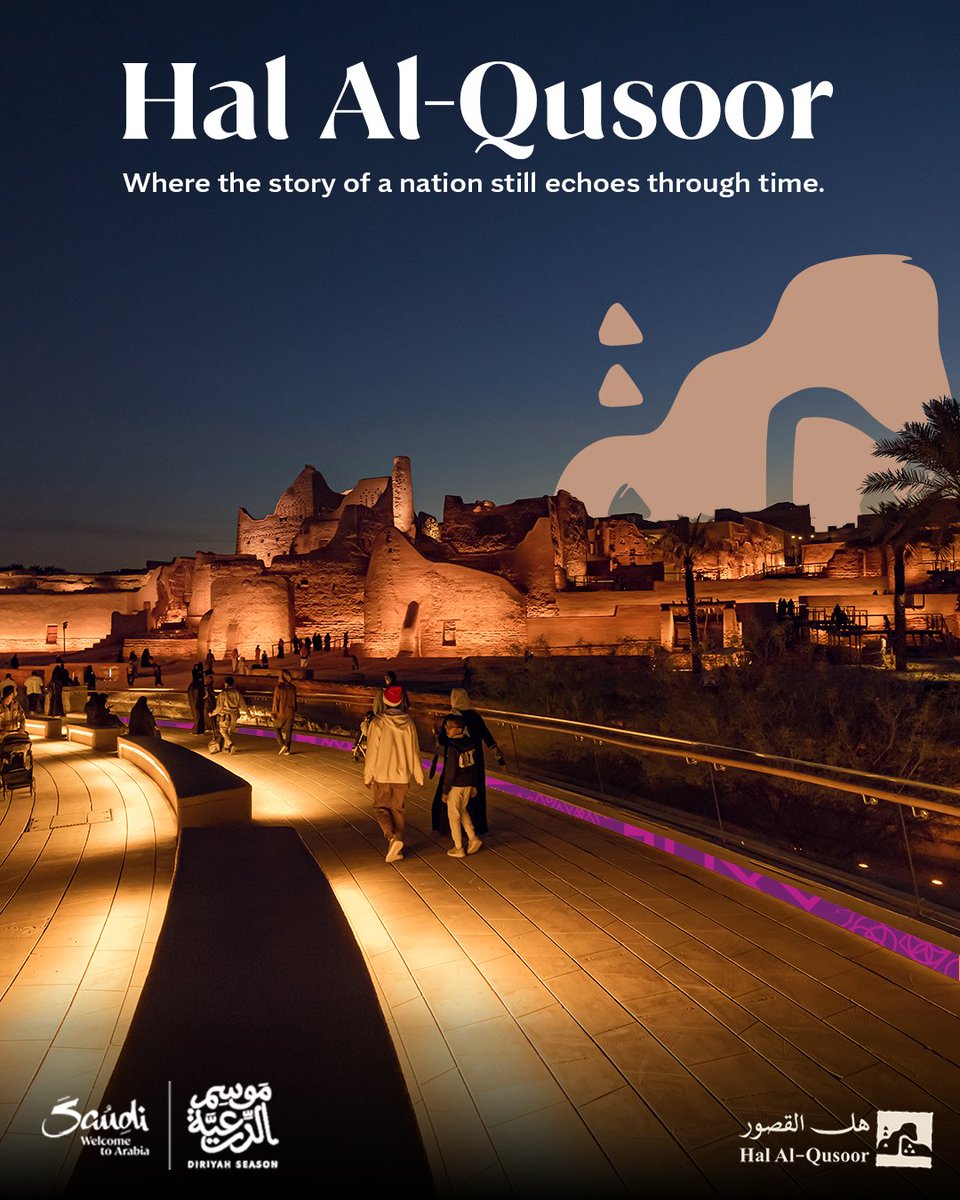 VisitSaudi's tweet image. Step into the royal heart of Diriyah, where every palace tells a story and every wall echoes the legacy of heroes and imams.

🗓️ 9 Nov 2025 – 28 Feb 2026
📍 Diriyah

Plan your visit today!
visitsaudi.com/en/do/hal-al-q…

#StayedForMore #VisitSaudi