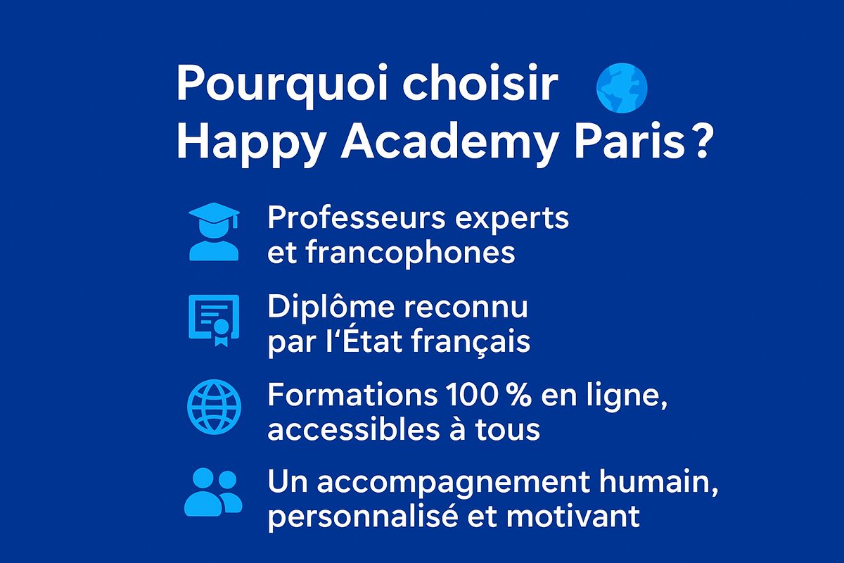 happyacadParis's tweet image. 🎓 Pourquoi choisir Happy Academy Paris pour te former au digital ? 
Rejoins une communauté qui croit en ton potentiel digital 💙
#HappyAcademyParis #FormationDigitale #ApprentissageEnLigne #InclusionDigitale #CarrièreNumérique