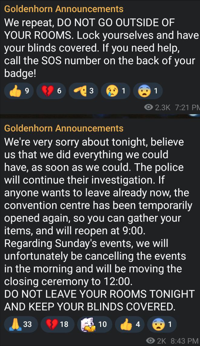 🆕 Goldenhorn FurCon ATTACKED in the middle of the night!