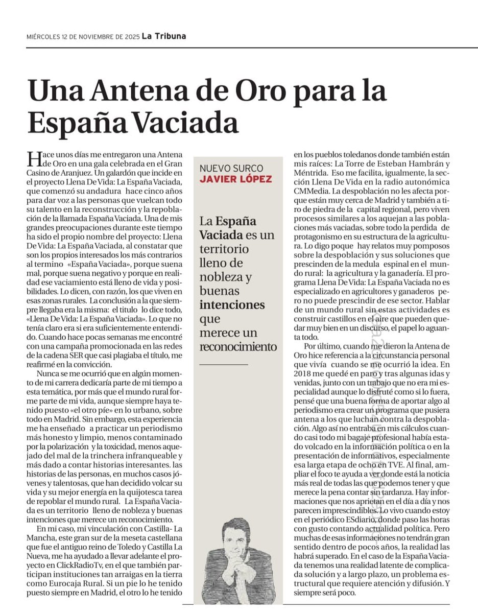 nuevosurco's tweet photo. Mi columna de esta semana en #Promecal
#AntenaDeOro #AntenaDeOro2025
#EspañaVaciada https://t.co/0jnMcWn5f2
