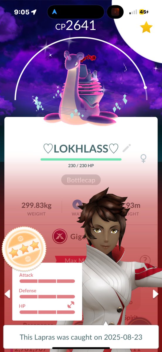 💜💜💜💜💜💜💜💜💜💜💜💜💜💜💜
SHUNDO #34 

Though bittersweet, my Beautiful background GMAX Lapras is my newest thanks to Hyper-Training 🫶🏻

She’s Near and Dear to my heart. Purple is my favourite colour and Lapras is my favourite shiny pokemon.