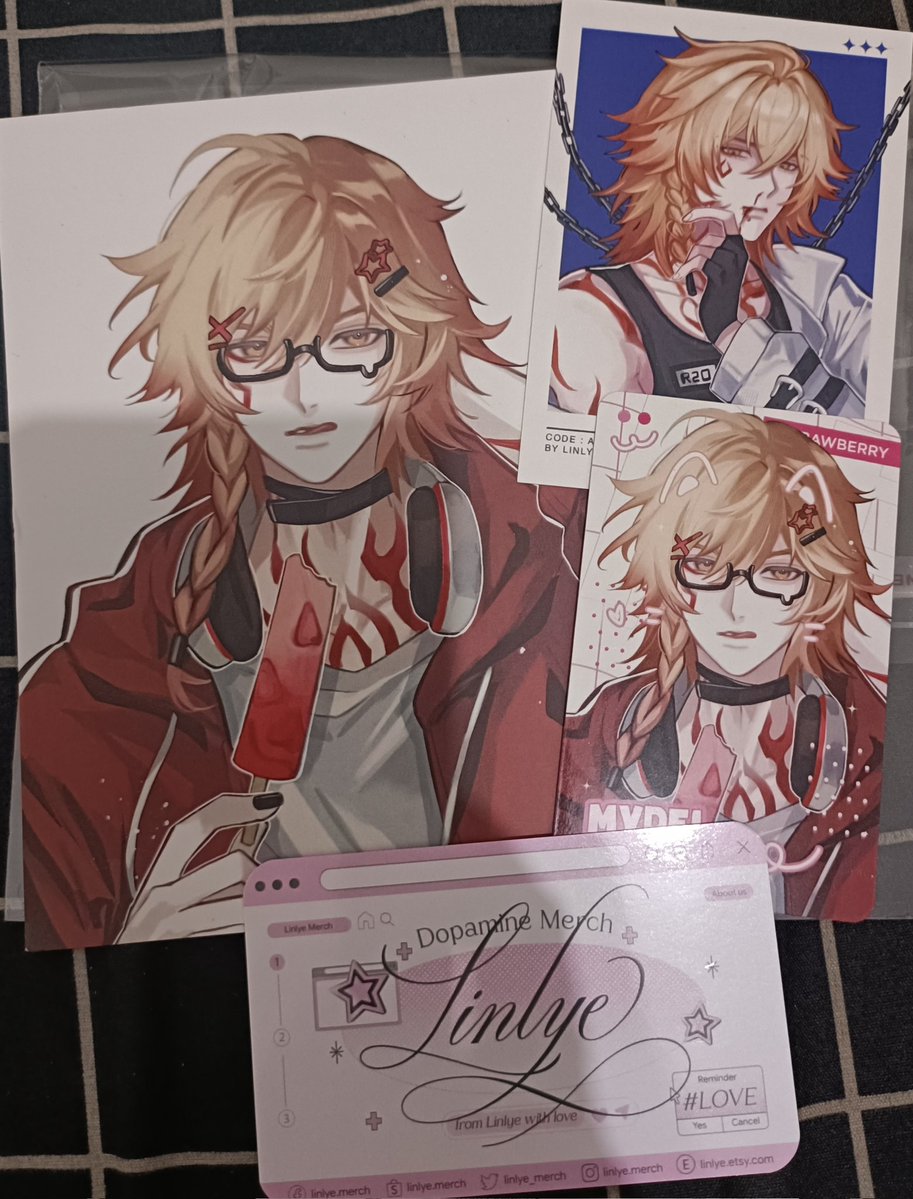 1Kazu_Ryuujin's tweet image. 14. @soyusoda 
Udah meratapi standee Mydei sejak PO 1, ending nya khilaf juga pas OTS wkwkw
Tapi lupa beli print² lain, semoga ada PO setelah CF :((

15. @linlye_merch 
Finally I can buy this one!
But Mydei plushie is out of stock 😭
Hope I can buy some merch from you again!